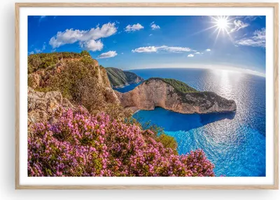 Produktbild von Gerahmtes Poster - Rahmen in heller Eiche - Meer Sommer Blume - 100x70 cm - Wand Bild - Wanddeko - Wandbilder - Wandposter - Bilderrahmen - Bilder - Kunstdruck - Wandbild - P2NAA100x70-3741