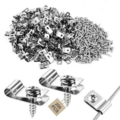 Zdjęcie produktu dla Zaciski ogrodzeniowe metalowe ze stali nierdzewnej 304 śrubami 200 szt.