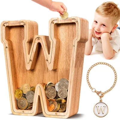 Image de Grande tirelire en bois avec les lettres A et Z, pour les enfants, les filles et les adultes, cadeau, décoration