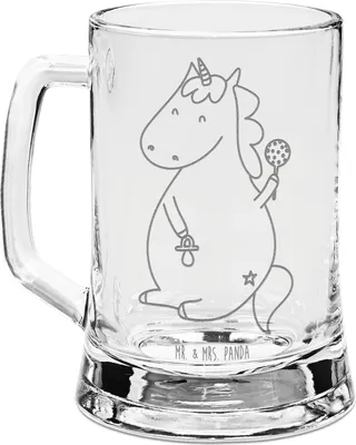 Produktbild von Mr. & Mrs. Panda Humpen Einhorn Baby - Transparent - Geschenk, Krug, Glas Bierkrug, Unicorn, Geburtstag, Party, Geburt, Mit Gravur, Seidel