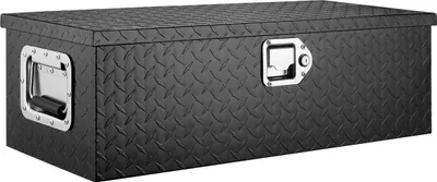 Produktbild von Hochleistungs-Werkzeugkasten aus Aluminium für Ladeflächen, Werkzeugkasten aus Riffelblech mit Seitengriff und Schlüsseln, Aufbewahrungswerkzeugkasten, Kistenorganizer für Pickups, Ladeflächen, Wohnmobile, Anhänger, 76,2 cm x 33 cm x 24,4 cm, schwarz