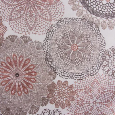 Produktbild von Möbelstoff Meterware Polsterstoff Dekostoff Doily Mandala Blumen terracotta 140cm