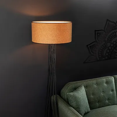 Immagine prodotto di Opviq, lampada da terra industriale con struttura in metallo, larghezza 50 cm, altezza 175 cm, profondità 50 cm | Attacco E27, max. 40 W, cavo da 200 cm | Design elegante per ambienti moderni, colore marrone.