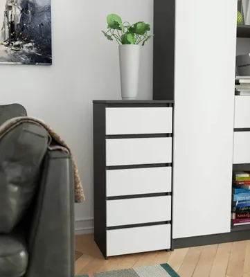 Obrázok produktu pre Komoda so šuplíkmi VALESTRA - tmavo šedá / biela