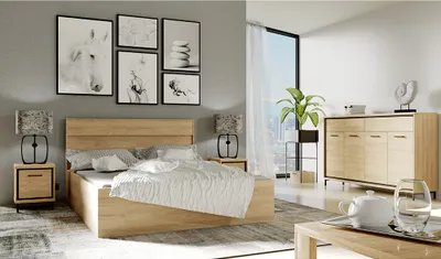 Produktbild von Schlafzimmer Set 4-teilig inkl. Bett 160x200 cm modern in Eiche MEGARA-161