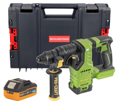 Produktbild von Procraft PHA30bb Akku Bohrhammer 20 V 2,8 J SDS plus Brushless + 1x Akku 4,0 Ah + RHINO Toolcase - ohne Ladegerät