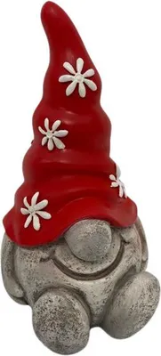Produktbild von Dekofigur Wichtel Blumenmütze sitzend rot 20 x 11 x 12 cm