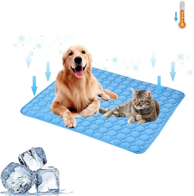 Produktbild von Hundematte Kühlmatte - Kühlmatte für Katzen - Selbstkühlend - XXL:150 x 100 cm - für Katzen und Hunde zu Hause und auf Reisen - Blau