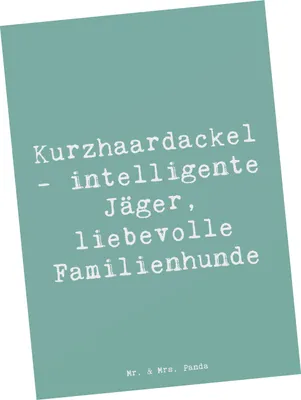 Produktbild von Mr. & Mrs. Panda Postkarte Spruch Kurzhaardackel Liebe - Meeresbrise - Geschenk, Dackel Charakter, Hunderassen Eigenschaften, Fellstruktur, Ausdauer, Ansichtskarten
