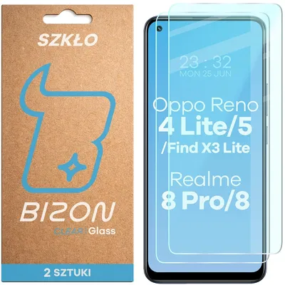Produktbild von Gehärtetes Glas für Oppo Reno 4 Lite / Oppo Reno 5 / Oppo Find X3 Lite / Realme 8 / Realme 8 Pro, Bizon Glass Clear Duo, 2 Stück