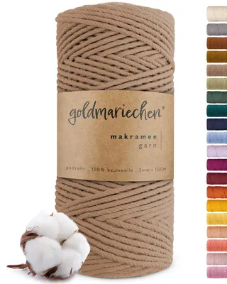 Produktbild von Makramee Garn (Taupe) 3mm x 100m - 100% Baumwolle - Makrameegarn Baumwollgarn für DIY-Deko Wandteppich, Traumfänger, Blumenampel, Wandbehang