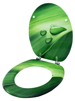 Produktbild von Toilettensitz mit Deckel für gängige WC-Becken in Grün mit Wassertropfen-Design