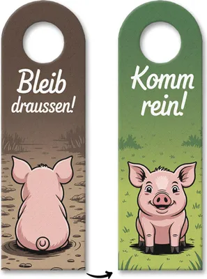 Produktbild von Niedliche Schweine Türhänger Komm rein Bleib draussen