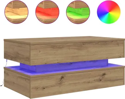 Image de vidaXL Table basse avec lampes LED Chêne Artisan 90x50x40 cm