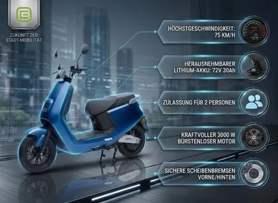 Produktbild von Zweiradroller LX - 45 km/h Lithium Mattblau