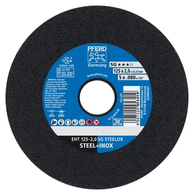 Produktbild von PFERD 61320120, Schneidedisk, Edelstahl, Stahl, 12,5 cm, Jede Marke, Flache Mitte, 2,22 cm