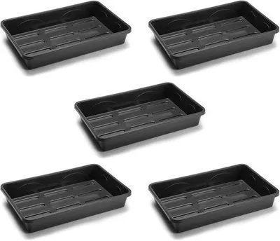 Produktbild von Famanu Anzuchtbehälter Robuste Pflanzenanzucht - Schwarz - 38 x 24 x 6 cm - Set von 5