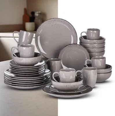 Produktbild von Famanu Geschirrset 32-teilig - Für 8 Personen - Grau