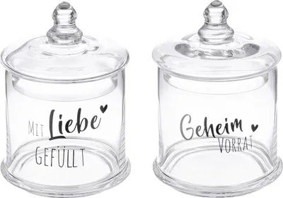 Image de Gilde Vorratsglas, Spruch, Glas, klar, H. 18 cm, D. 13 cm 51998 4063387519981 2 Stück (2-fach sortiert)