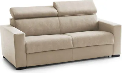 Produktbild von Festes Sofa Dmicel, 3-Sitzer-Sofa, 100%  Italy, Sofa-Wohnzimmer, aus gepolstertem Stoff, mit verstellbaren Kopfstützen und schlanken Armlehnen, Cm 200x95h85, Beige