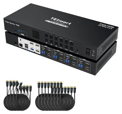 Produktbild von HDMI 4K@60Hz KVM-Switch für 4 Computer, 3 Monitore, USB3.0