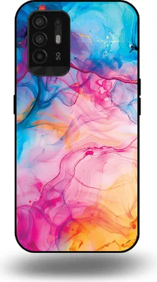 Produktbild von Smartphonica Telefon Fall geeignet für OPPO A94 5G mit Regenbogen Acryl Marmor Print - TPU Backcover Fall Regenbogen Acryl Marmor Design