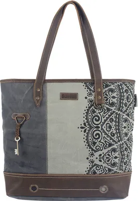 Produktbild von Sunsa Damen Handtasche grau blaue Canvas Tasche Tote Shopping bag große Shopper lässige Schultertasche Geschenkidee 52507