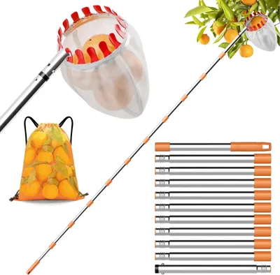 Image de Cueillette de fruits, 4,2 mètres, manche télescopique, diamètre de 16 cm, en acier inoxydable, pour le jardin