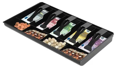 Produktbild von Kasselade Geldkassette Kassenlade - 40,5 x 24,5 x 3,5 cm - 9 Fächer - Herausnehmbar