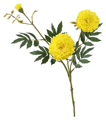 Produktbild von Künstliche Ringelblume, 3-köpfig, UV-beständig, aus Seide, mit Blättern, für drinnen und draußen, als Tischdekoration, künstliche Blüte