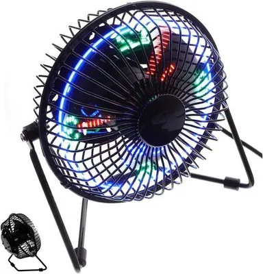 Image de VHV - Ventilateur de bureau - Ventilateur de bureau USB - Rechargeable par USB, avec écran numérique, avec éclairage LED - pour bureau, chambre, télétravail