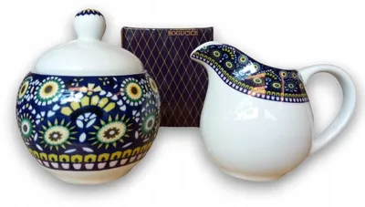 Obrázek produktu pro Bogucice FOLK cukřenka a konvička na mléko porcelán 200 ml