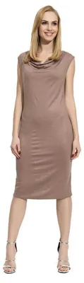 Produktbild von Damen Klassisches Kleid Ärmellos Wasserfallausschnitt; Cappucino S (36)
