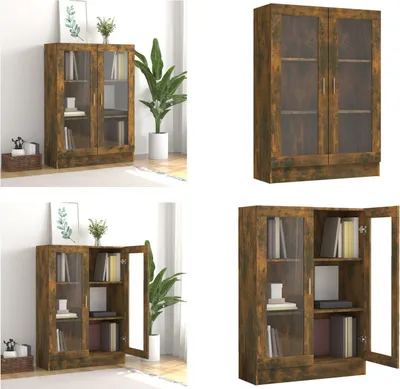 Produktbild von vidaXL Vitrinenschrank Räuchereiche 82,5x30,5x115 cm Holzwerkstoff - Vitrinenschrank - Vitrinenschränke - Bücherschrank - Bücherregal