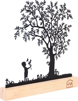 Produktbild von UNUS Deko-Aufsteller Baum mit Kind aus Metall und Bambus schwarz