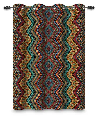 Zdjęcie produktu dla Zasłona zaciemniająca w stylu bohemy z geometrycznym wzorem – izolacja termiczna do salonu i sypialni, 117 x 229 cm