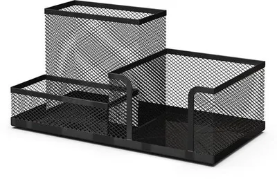 Produktbild von Ibenzoa® Metall-Schreibtisch-Organizer aus robustem Metallgeflecht, 20,3 x 10,3 x 10,3 cm – Mehrfachfächer für Stifte und Bürobedarf, ideal für Büro & Schule