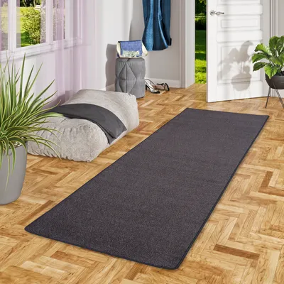 Produktbild von Velours Läufer Teppich Joy Anthrazit, Größe:80x200 cm