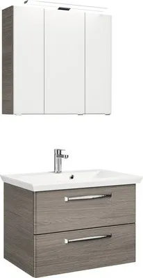 Produktbild von Badmöbel-Set Pelipal Kumba BxHxT 80 x 200 x 51 cm Frontfarbe graphit struktur quer mit Mineralguss-Waschtisch weiß 99.77