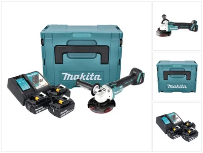 Image de Makita DGA 504 RT3J Meuleuse d'angle sans fil 125mm Brushless 18V + 3x Batteries 5,0Ah + Chargeur + Coffret Makpac