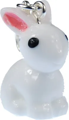 Produktbild von Hase Kaninchen Charm Anhänger Bettelanhänger Miniblings Hase weiß rosa Ohren