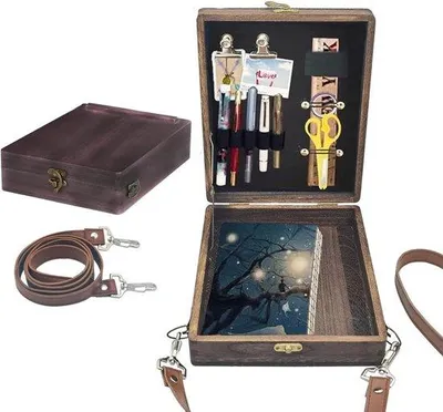Image de Table à dessin portable en bois pour artistes - Chevalet de croquis et boîte de rangement