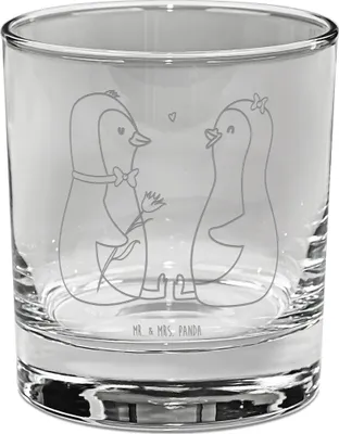 Produktbild von Mr. & Mrs. Panda Tumbler Pinguin Pärchen - Transparent - Geschenk, Bourbon Glas, Hochzeit, Liebespaar, Verknallt, Whiskyglas, Whiskey, Whisky, Liebe, Hochzeitstag
