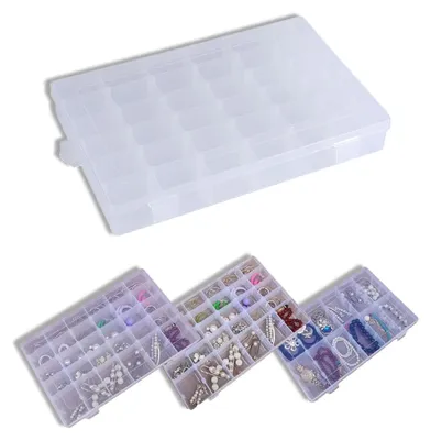 Aufbewahrungsbox 36 Fächer, transparent, Kunststoff, 27,5x17,5x4,1 cm