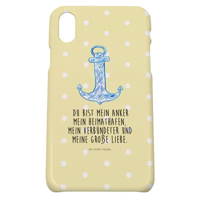 Produktbild von Mr. & Mrs. Panda Iphone 10 Handyhülle Anker Blau - Gelb Pastell - Geschenk, X, Cover, Handycover, Handy, Gute Laune