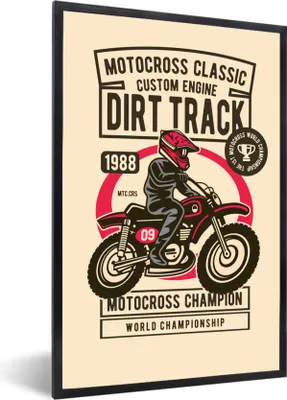 Produktbild von MuchoWow® MuchoWow® Gerahmtes Poster Motocross - Mann - Kleidung - Retro 20x30 cm - Poster mit zchwarzem Bilderrahmen - Drucken - Bilder Poster im Rahmen