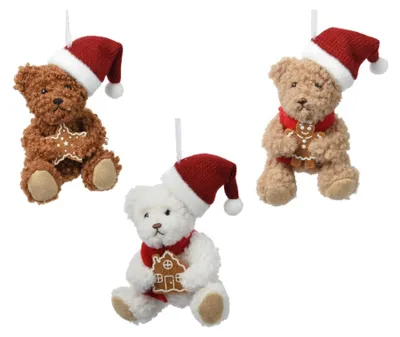 Image de Décoration de Noël Decoris : ours en polyester, 7 x 6 x 12 cm