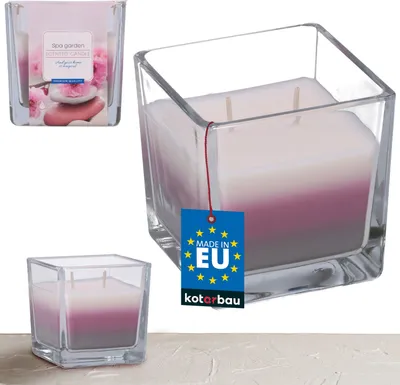 Produktbild von KOTARBAU® 2-knotová vonná svíčka ve skle Dvouknotová svíčka Tricolour Nápad na dárek Aromaterapeutické dekorativní svíčky Doba hoření až 32 hodin SPA Garden