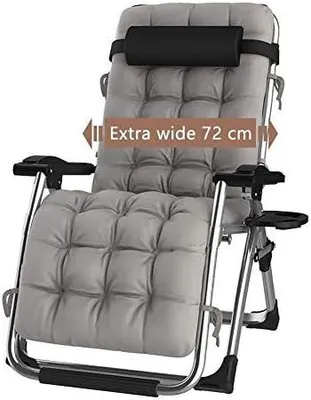Imagen del producto de Silecomplaza: Silla reclinable plegable para tomar el sol, tipo gravedad cero, ideal para playa, terraza, jardín, camping, uso en exteriores, portátil y para uso en interiores. Silla tipo tumbona, soporta hasta 200 kg. Color (con cojines grises)