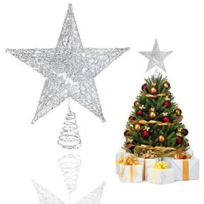 Weihnachtsbaumstern aus Metall, 3D-Design, 20 x 20 cm, glitzernd